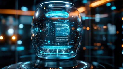 Futuristic Digital Sphere with Data Visualization