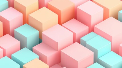 Fototapeta premium A vibrant composition of pastel-colored blocks arranged in a visually appealing pattern, creating a modern and playful aesthetic.