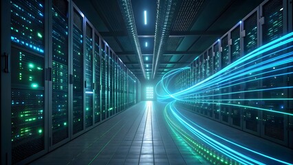 Digital Data Transmission with Big Data Flow, 3D Rendering of High-Speed Network Channels