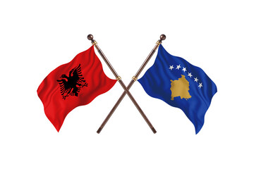 Albania Versus Kosovo Two countries Flags background