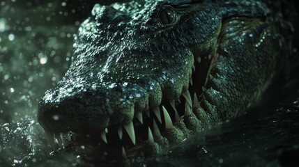 Obraz premium Close-Up of a Crocodile's Jaw with Sharp Teeth