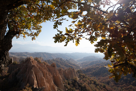 Melnik pyramides in sout east of Bulgaria, beautiful landscape for hiking