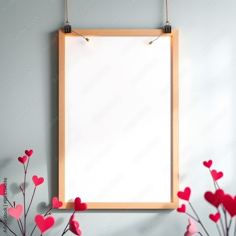 Poster a beautiful heart background empty poster frame ideal for romantic or inspirational themes in design