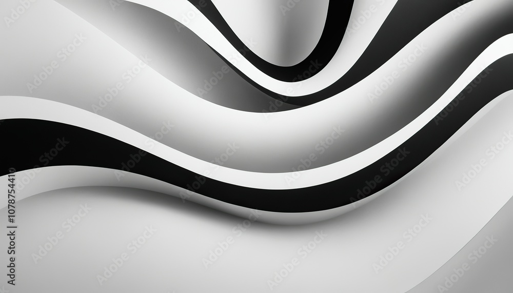 Aufkleber elegant monochrome waves abstract fusion of black and white in smooth undulating patterns