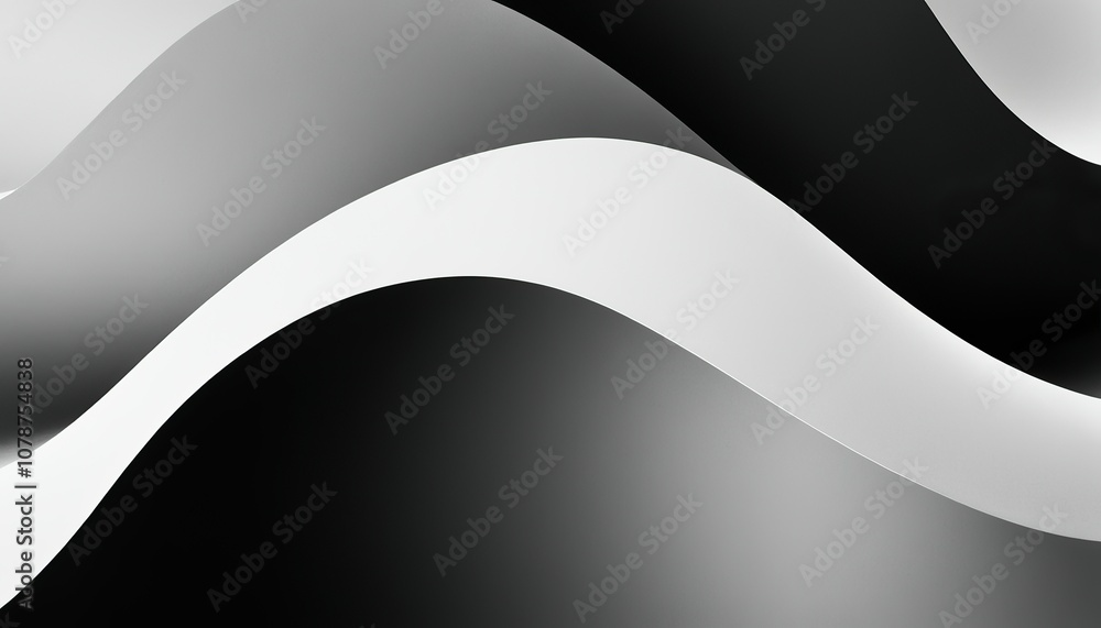 Poster elegant monochrome waves abstract fusion of black and white in smooth undulating patterns
