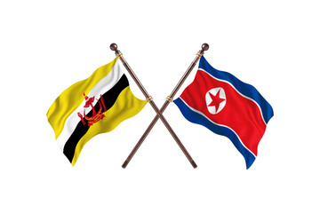Brunei Versus North Korea Two countries Flags background