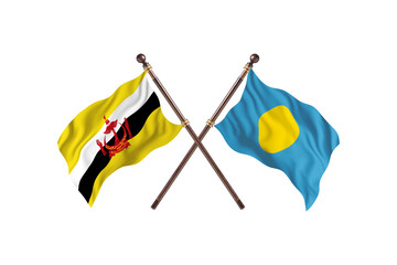 Brunei Versus Palau Two countries Flags background