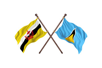 Brunei Versus Saint Lucia Two countries Flags background