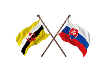 Brunei Versus Slovakia Two countries Flags background