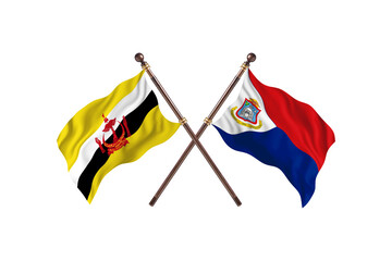 Brunei Versus Sint Maarten Two countries Flags background