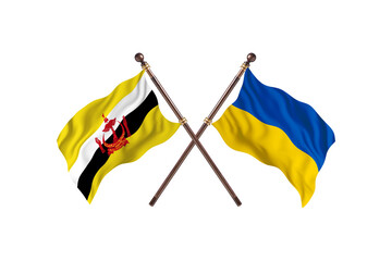 Brunei Versus Ukraine Two countries Flags background