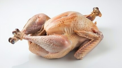 A Juicy Roast Turkey Placed Alone on a Clean White Background. Mouthwatering Thanksgiving or Holiday Centerpiece in a Simple Setting.