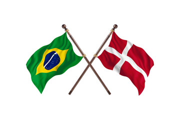 Brazil Versus Denmark Two countries Flags background