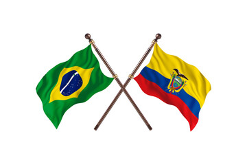 Brazil Versus Ecuador Two countries Flags background