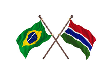 Brazil Versus Gambia Two countries Flags background