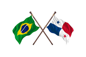 Brazil Versus Panama Two countries Flags background