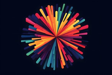 Colorful Firework Explosion in Flat Design Style