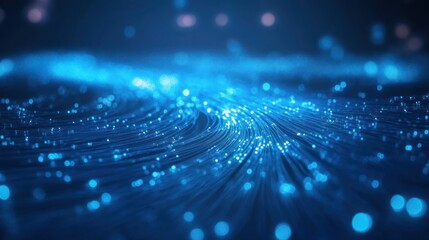 Abstract Blue Fiber Optic Cables