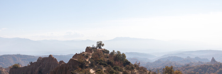 Melnik pyramides in sout east of Bulgaria, beautiful landscape for hiking