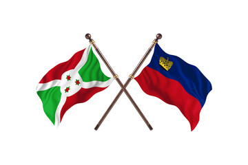 Burundi Versus Liechtenstein  Two countries Flags background