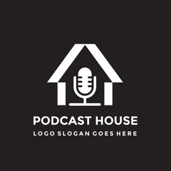 Podcast house logo vector image