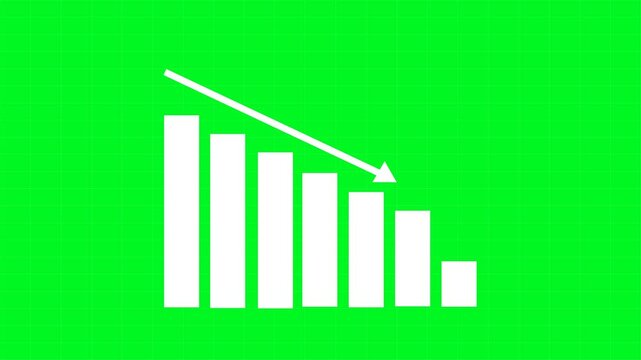 Business Graph Arrow Down With Chart. 4k Animation