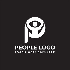People P Letter logo vector image