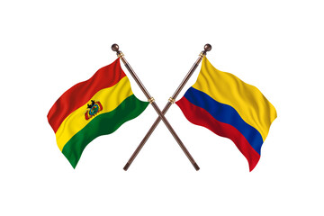 Bolivia Versus Colombia  Two countries Flags background