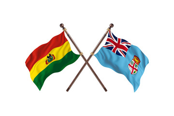 Bolivia Versus Fiji  Two countries Flags background