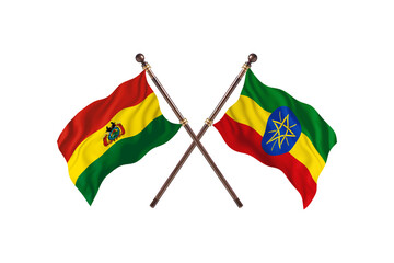 Bolivia Versus Ethiopia  Two countries Flags background