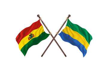Bolivia Versus Gabon  Two countries Flags background