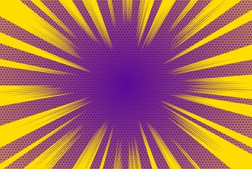 Comic background, purple color and yellow pop art 