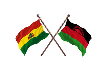 Bolivia Versus Malawi  Two countries Flags background