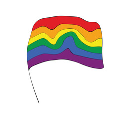 Flag LGBT squared icon, badge or button. Template design, vector illustration. Love wins. LGBT symbol in rainbow colors. Gay pride silk textile background