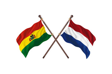 Bolivia Versus Netherlands  Two countries Flags background