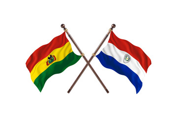 Bolivia Versus Paraguay  Two countries Flags background