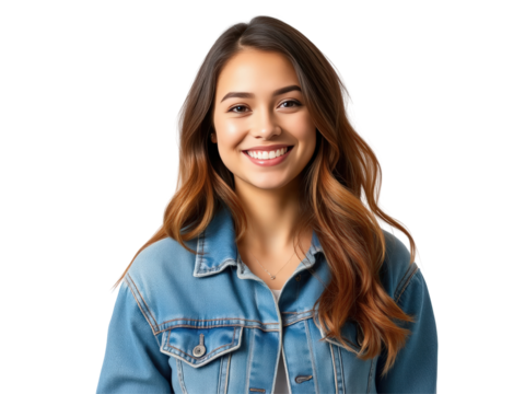 Smiling Young Woman with Long Brown Hair