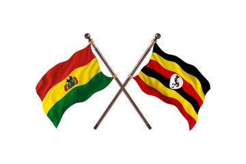 Bolivia Versus Uganda  Two countries Flags background