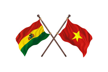 Bolivia Versus Vietnam  Two countries Flags background