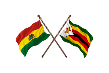 Bolivia Versus Zimbabwe  Two countries Flags background