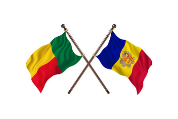 Benin Versus Andorra  Two countries Flags background