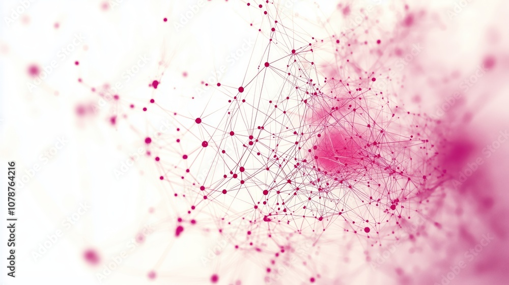 Poster abstract network design featuring intricate lines and vibrant pink dots, illustrating concepts of co