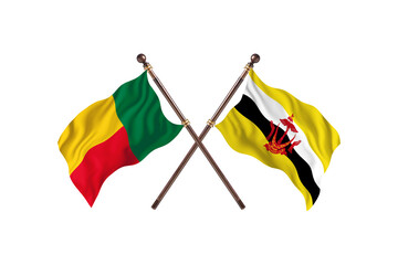 Benin Versus Brunei   Two countries Flags background