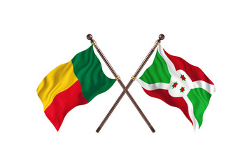 Benin Versus Burundi  Two countries Flags background