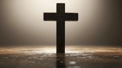 Symbol of faith a cross illuminated in soft light