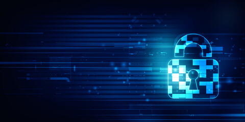 2d illustration Safety concept: Closed Padlock on digital background