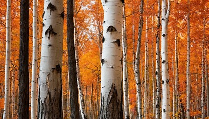 Autumn leaves in the forest Gold Birch trees Abstract Woods Woodland background wallpaper 107