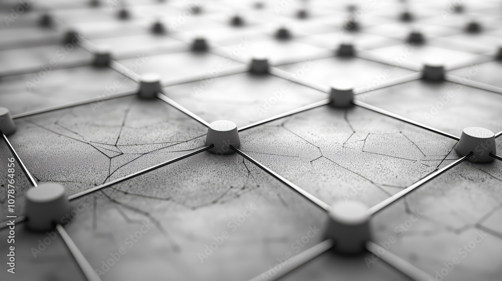 Poster detailed close-up of an abstract textured surface featuring interconnected geometric shapes, demonst