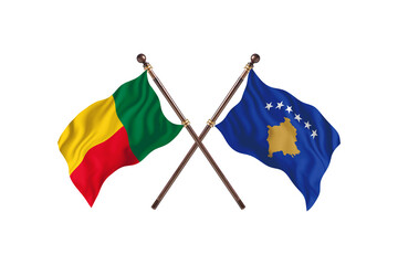 Benin Versus Kosovo  Two countries Flags background