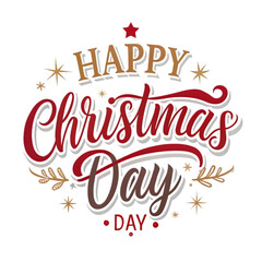 Fototapeta premium Happy christmas day text on white background